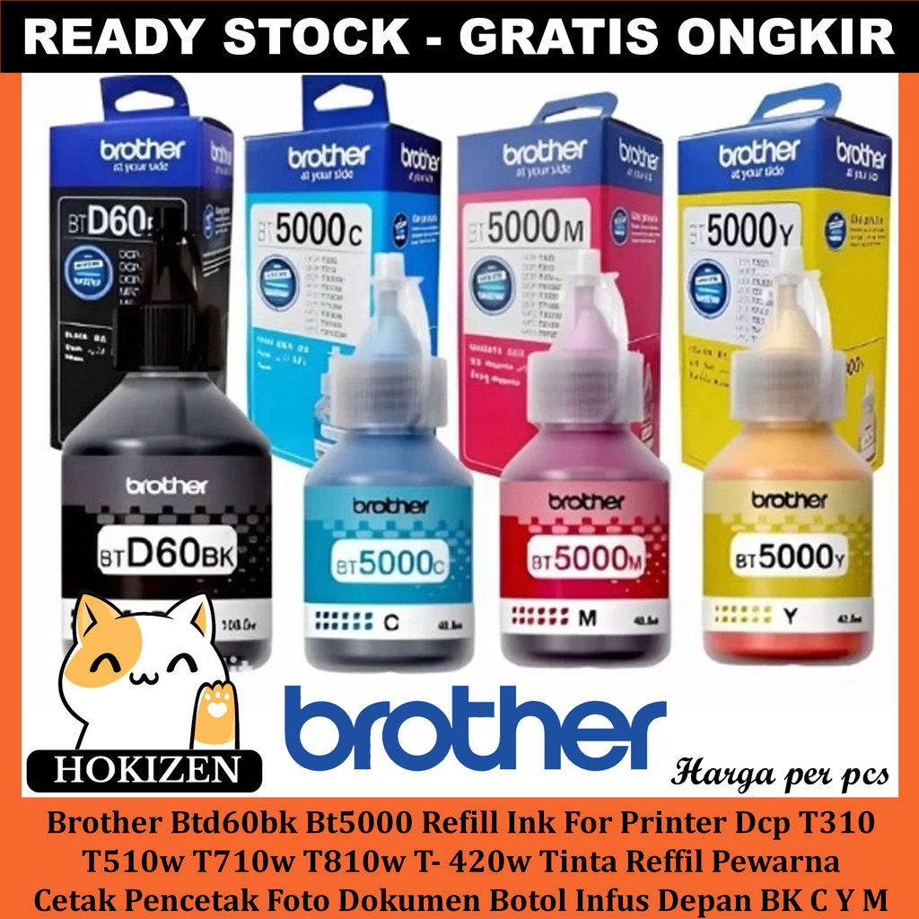 Brother Btd60bk Bt5000 Tinta Reffil Refill Ink For Printer Dcp T310 T510w T710w T810w T- 420w Pewarn