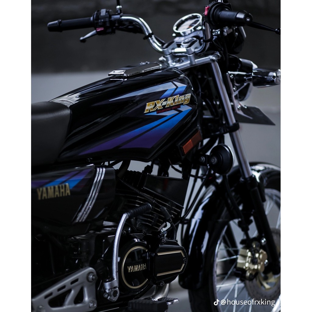 lis body/ striping /stiker + Emblem Tangki yamaha RX King new 2002 ungu Hitam kw super