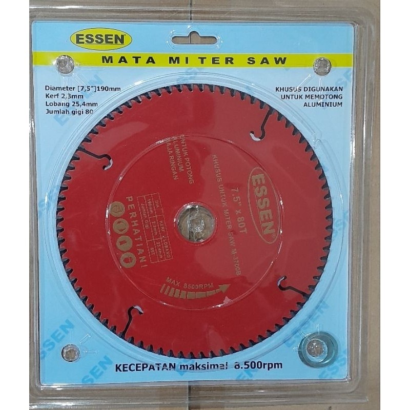 Mata Gergaji Potong Alumunium/Circular Saw Blade 7,5" x 80T ESSEN