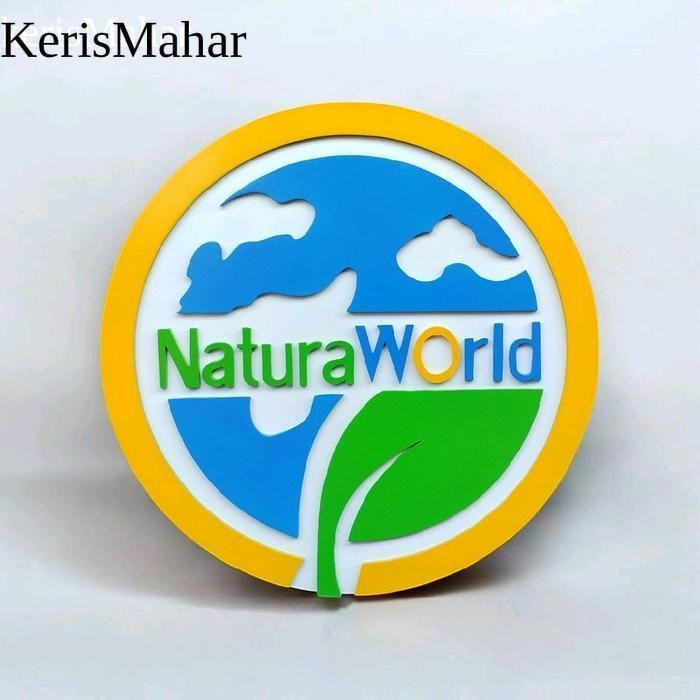 Papan logo merk branding mdf custom nama toko / store online shop diameter 50 cm Kayu KH5