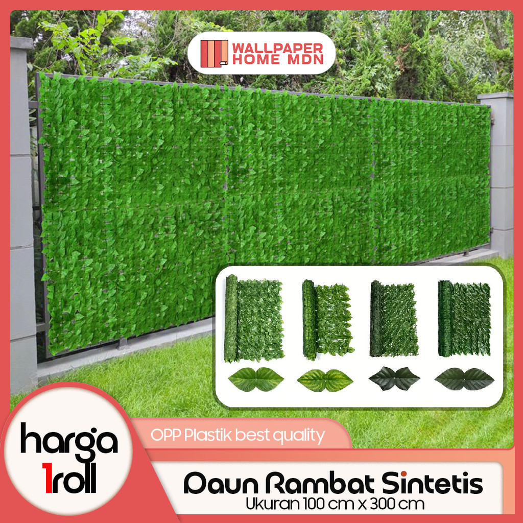 WALLPAPER HOME - Tanaman Hias Daun Rambat Sintetis 1x3M Plastik Dinding Pagar Dekorasi Rumah
