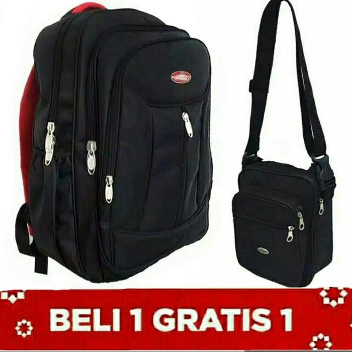 BAYAR DI TEMPAT  TAS RANSEL PRIA POLO / TAS RANSEL SEKOLAH KULIAH KERJA DEWASA MUAT LAPTOP - htam (t