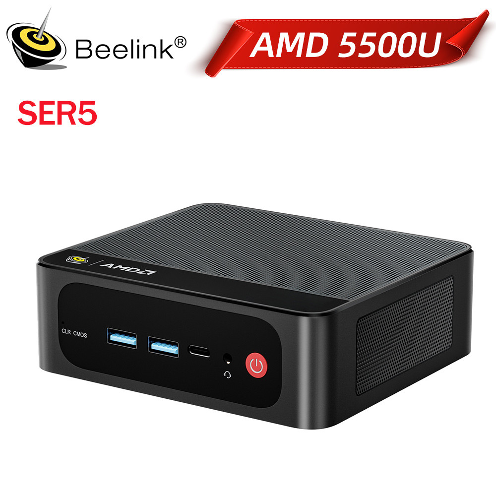 Beelink AMD Ryzen5 5500U SER5 Mini PC DDR4 16GB RAM 500GB SSD SER5 Max 6800H 6800U 32G 1T Type-C 4K 