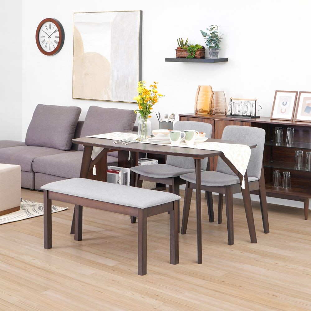 Informa Set 4 Pcs Elodia Meja Makan & Kursi - Cokelat Beech Dining Table Set Meja Kursi Ruang Makan 