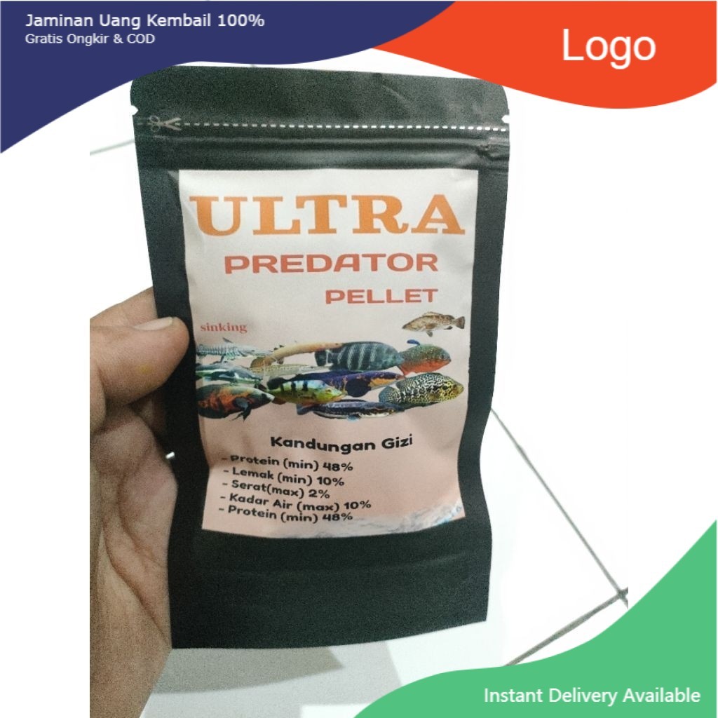 Pakan Pelet Ultra Predator Pellet Tenggelam 7 mm Makanan Ikan Predator Berkualitas Pellet Sinking