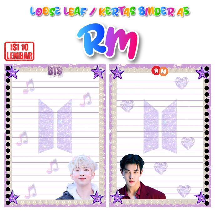 Loose Leaf / Kertas Binder BTS ALL MEMBER A5 Tebal 100 gsm isi 10 lembar - RM