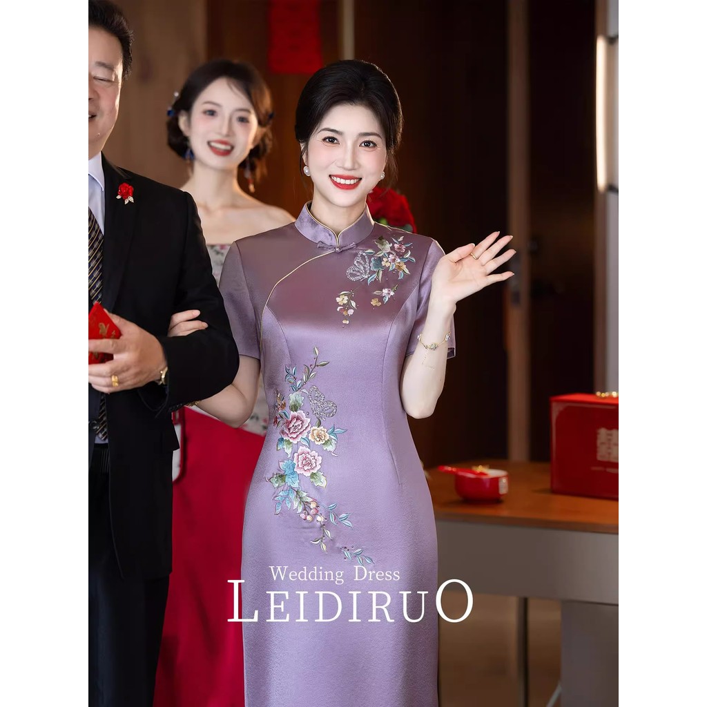 20266v Dress wanita baru Cheongsam bordir