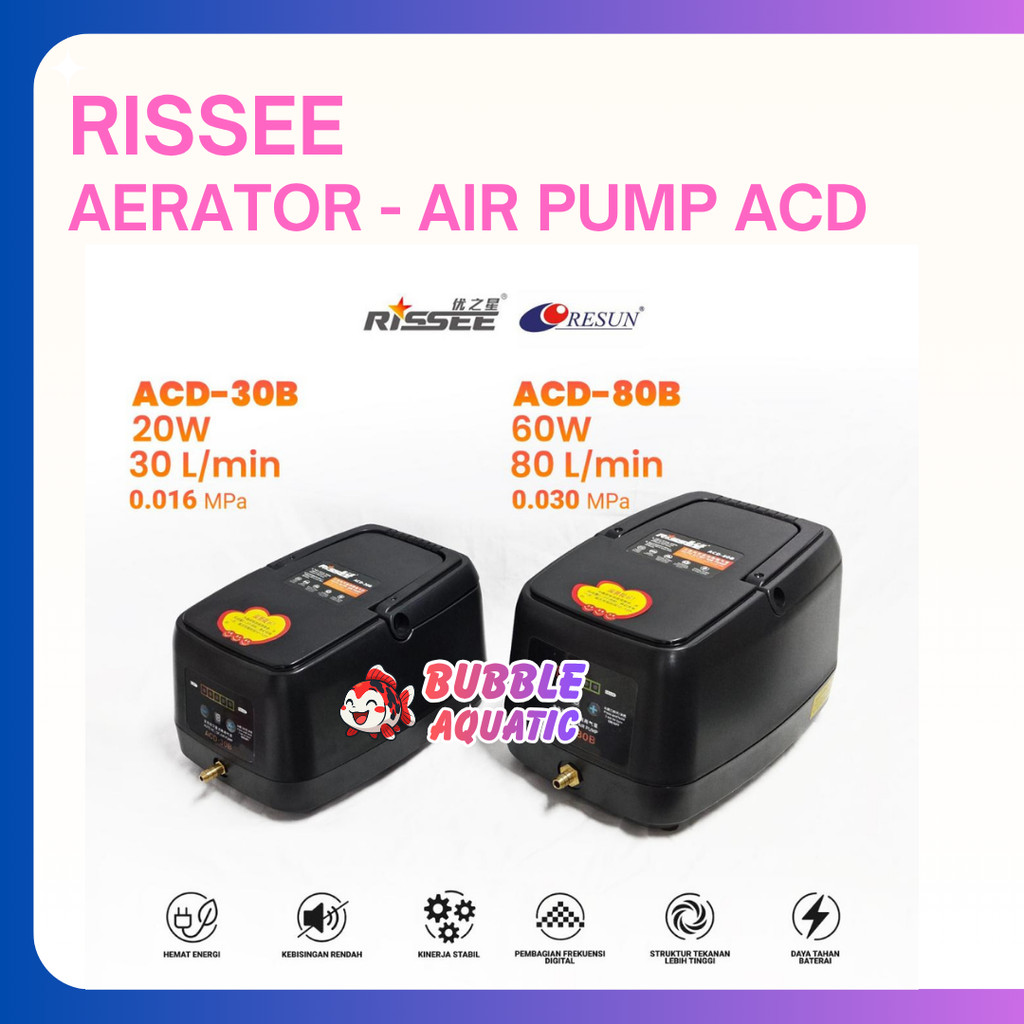 Aerator RISSEE ACD Series Aerator ACDC Emergency Aquarium dan Kolam Ikan