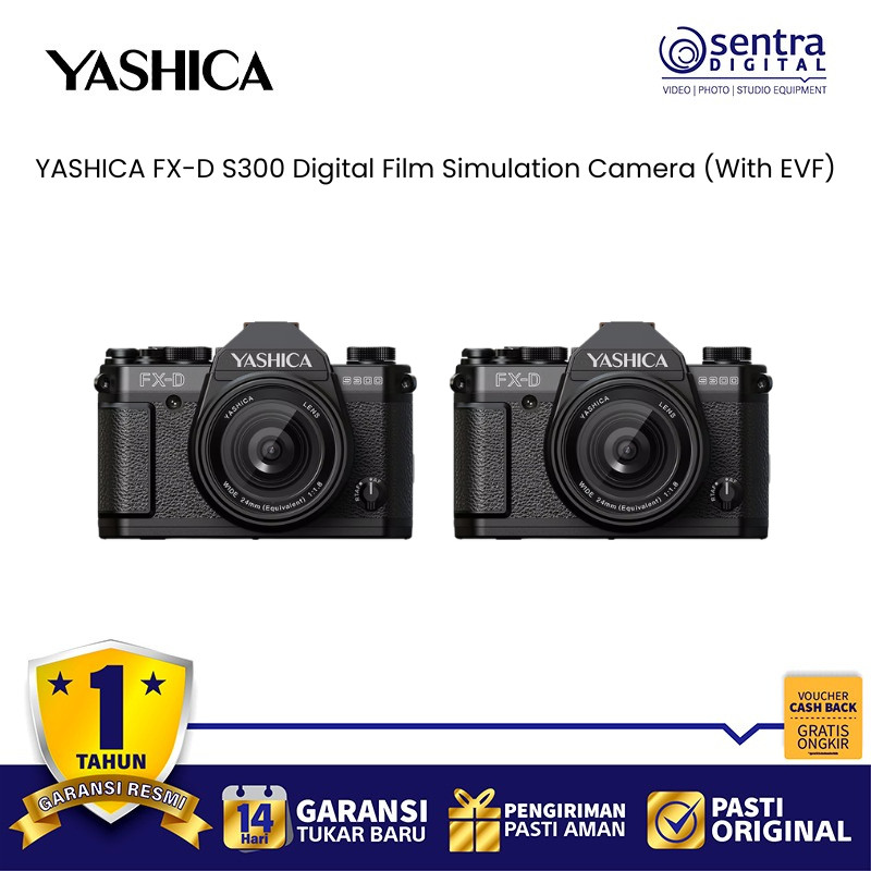 YASHICA FX-D S300 with EVF Official | Kamera Retro 50MP 4K Film Simulation WiFi | Kamera Retro Premi