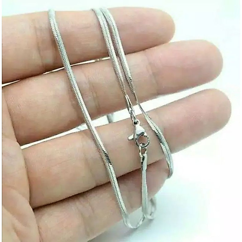 kalung anak titanium pipih silver-kalung titanium anak pipih silver