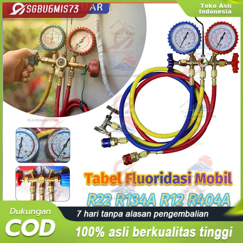 1 Set Alat Pengisian Freon Kulkas Brass Double Manifold Multi One Cool Pengisian Freon Ac Mobil Ac K