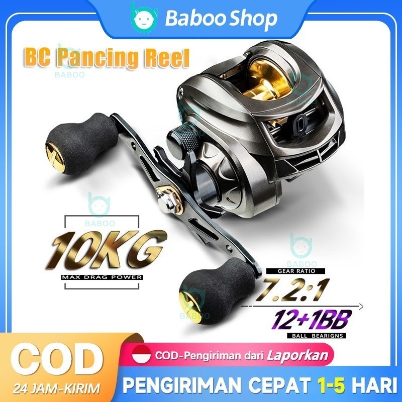 DAY SALE Fishing Reel Casting Bc 7.2:1 High Speed 13BB 10KG Max Drag Grey Golden Jigging Reel Baitca
