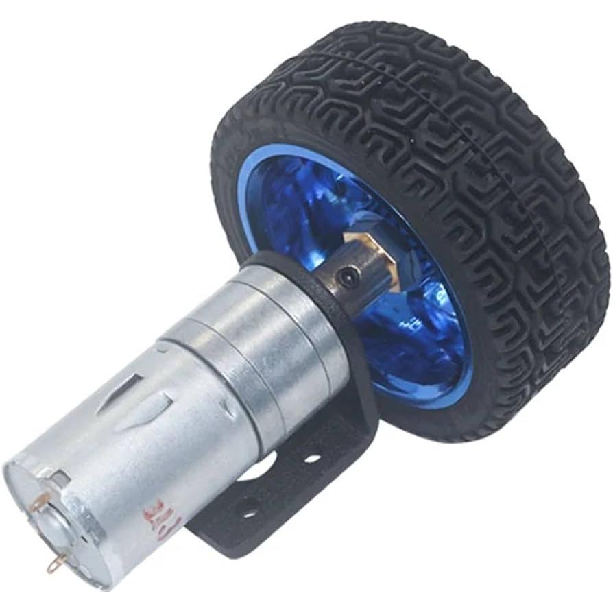 25GA370 DC Gear Motor DC 12V 130 RPM Intelligent Car Set Motor Bracket Coupling 65MM Wheel Model [IT
