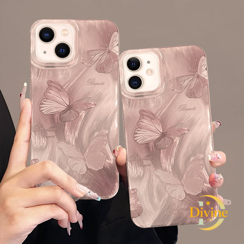 Pink Butterfly Camlet Phone Case Fairy Style 11 Suitable for iPhone 13 Hard Case-DE