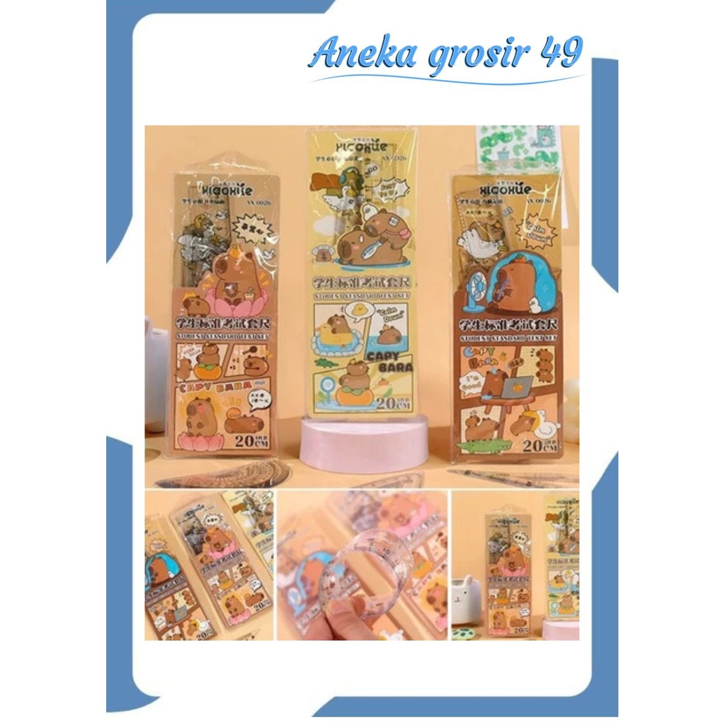 

SAG Set Penggaris 4in1 CAPYBARA - Busur 180°, Segitiga Siku, Segitiga Sama Kaki, Penggaris 20cm
