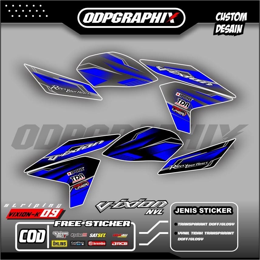 Striping Sticker Transparan Vixion NVL Terbaru – Bahan Premium Max Decal UV Anti Pudar NEW Motif Cos