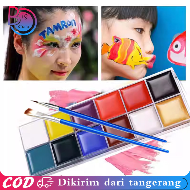 

Face Body Painting wajah waterproof cat wajah face painting 12 Warna Painting Palet Pewarna Lukisan Halloween