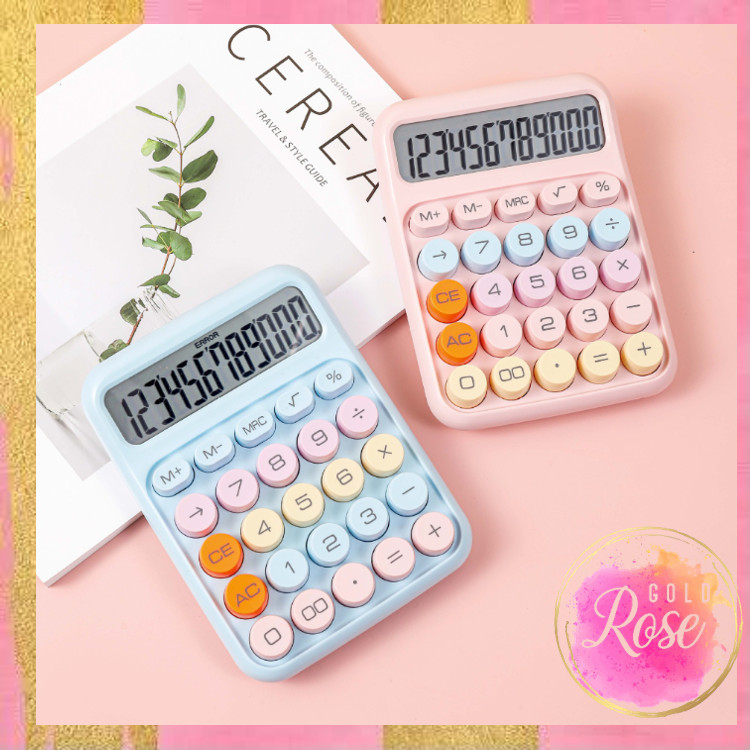 

ℛ 6187 Display Besar Keyboard Dot Mekanik Cute Calculator Electronic Warna Permen Kalkulator Lucu Warna Macaron 12 Digit