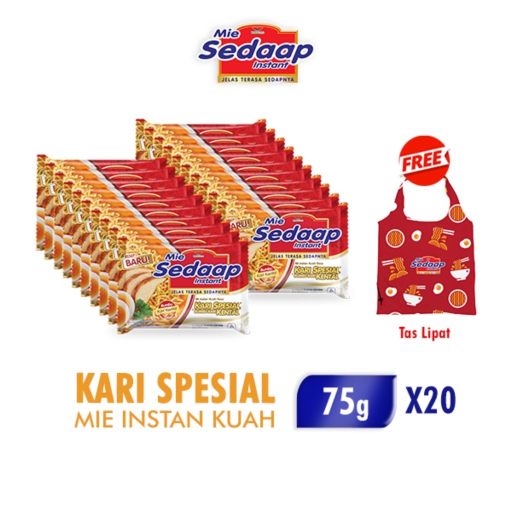 

Mie Sedaap Kari Kental Spesial 75gr x20 Free Tas Lipat