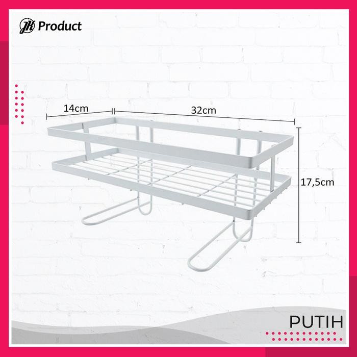 

Rak Atas Kloset Tempel WC Duduk Toilet Tempat Sabun Shampoo - Putih