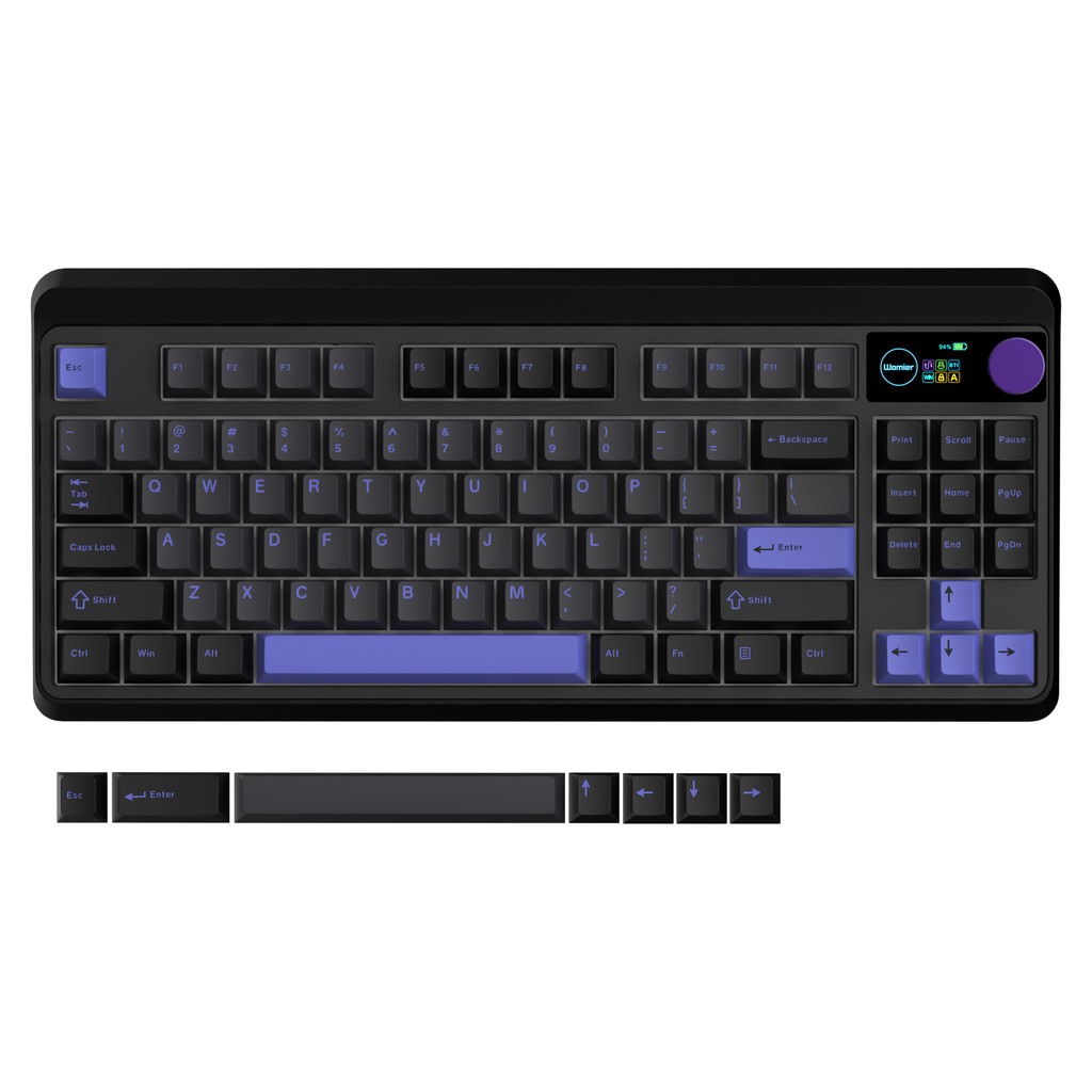 M87 PRO Retro Black Purple OLED Display Knob 75% TKL Tri-Mode Wireless Mechanical Keyboard Hot Swap 