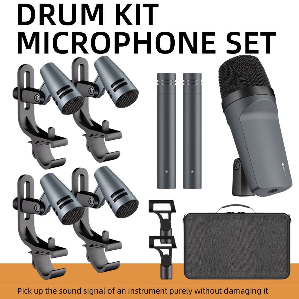 Instrument Microphone E608 7-Piece Wired Drum Mic Kit Dynamic Kick Bass Tom/Snare Cymbals Use For Dr
