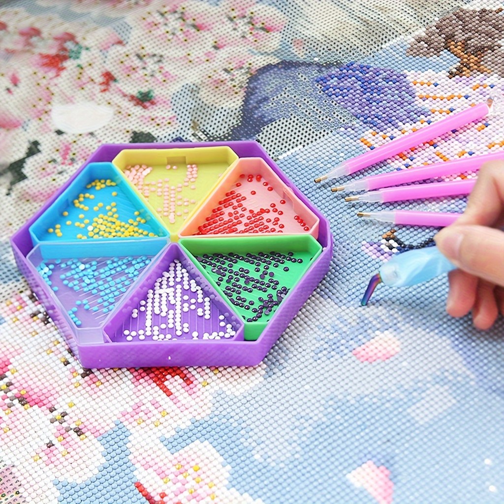 

1pc Hexagon Palette amond Painting Accessory Tray Kits Large Capacity Plate Tool Pen Nail Art Beang Plates Cross Stitch