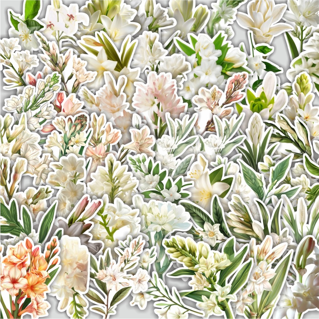 

Stiker Cutting Pack Stiker Tuberose Flower [Bunga Sedap Malam] Isi 100Pcs Series Aesthetic Lucu Keren Untuk Koper Bahan Vynil