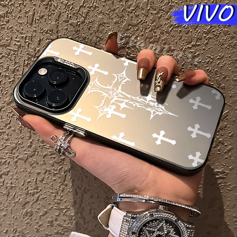 Keren Cross Glossy Hologram PC Case VIVO Y17s Y12 Y12S Y15s Y21 Y03 Y16 Y22 Y18 Y02 Y17 Y27s Y30 Y91