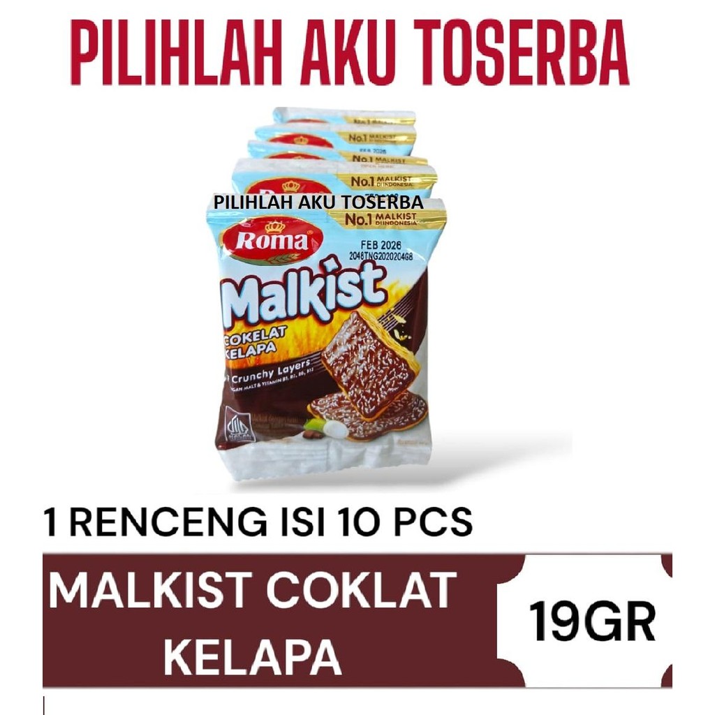 

Biskuit Roma Malkist Coklat KELAPA Renceng - ( HARGA 1 RENCENG )