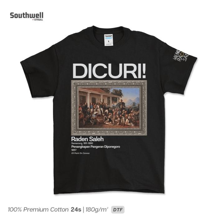 (COD) Kaos Mencuri Raden Saleh Lukisan: Penangkapan Pangeran Diponegoro - Hitam, S