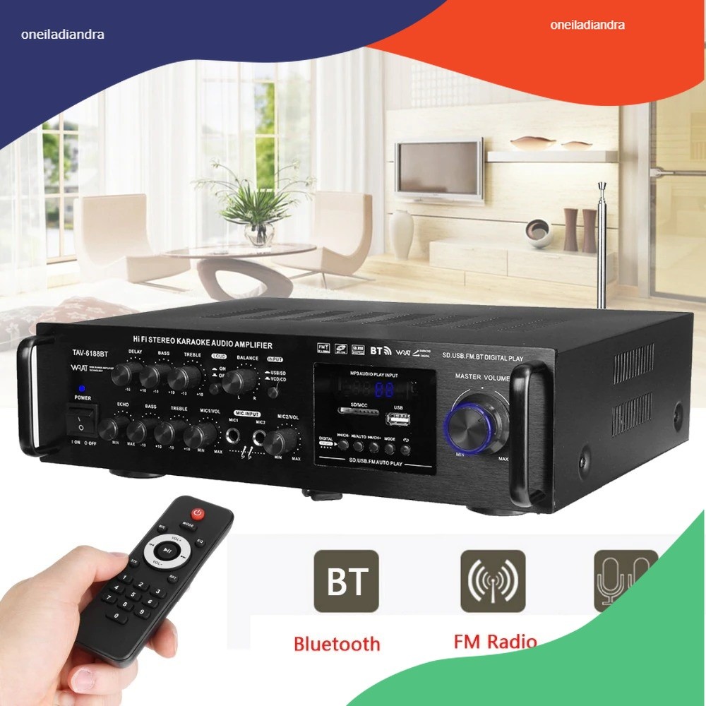 Digital Echo Mixer Power Amplifier Audio Stereo Hi-Fi Karaoke Home Theater FM Radio 2000W 2 Channel