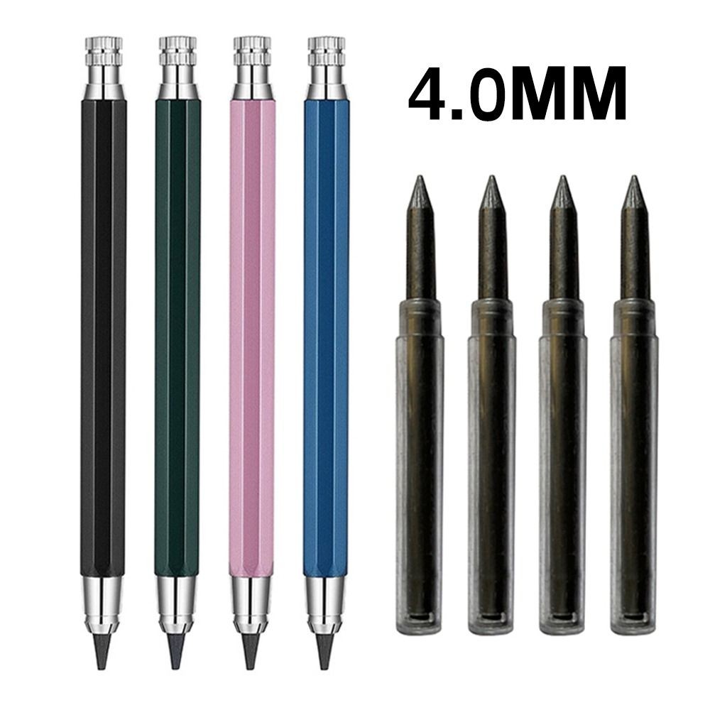 

4.0mm Mechanical Pencil Metal 2B/4B/6B/8B/10B Pencil Refill Automatic Pencil Drawing Writing Tool Sketch Comics Design