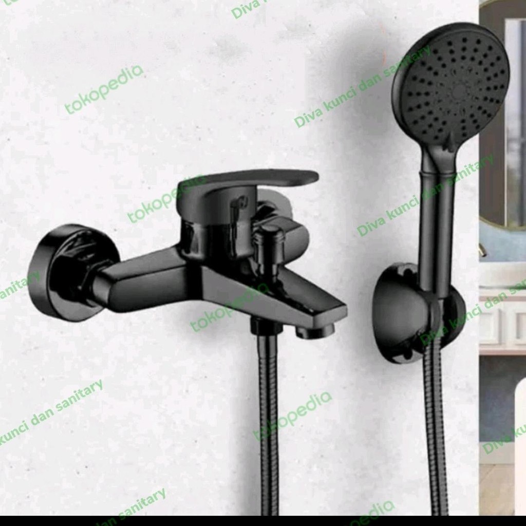 Kran Bathup Hitam panas dingin Kran shower panas dingin hitam
