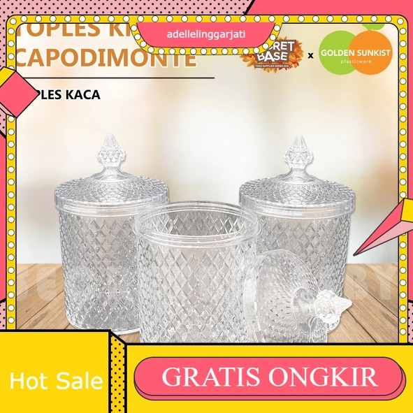 (ISI 6pcs) TOPLES KRISTAL - Toples Lebaran Kue / Toples Plastik Bening