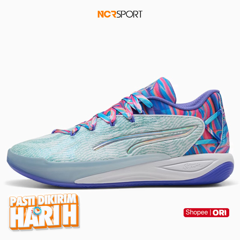 Sepatu Basket Wanita Puma Wmns Stewie 4 Prism White Light Aqua Original 311062-01