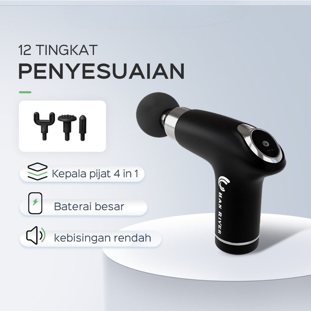 HAN RIVER Alat pijat   MASSAGE GUN - DEEP TISSUE MUSCLE MASSAGER GUN-HITAM