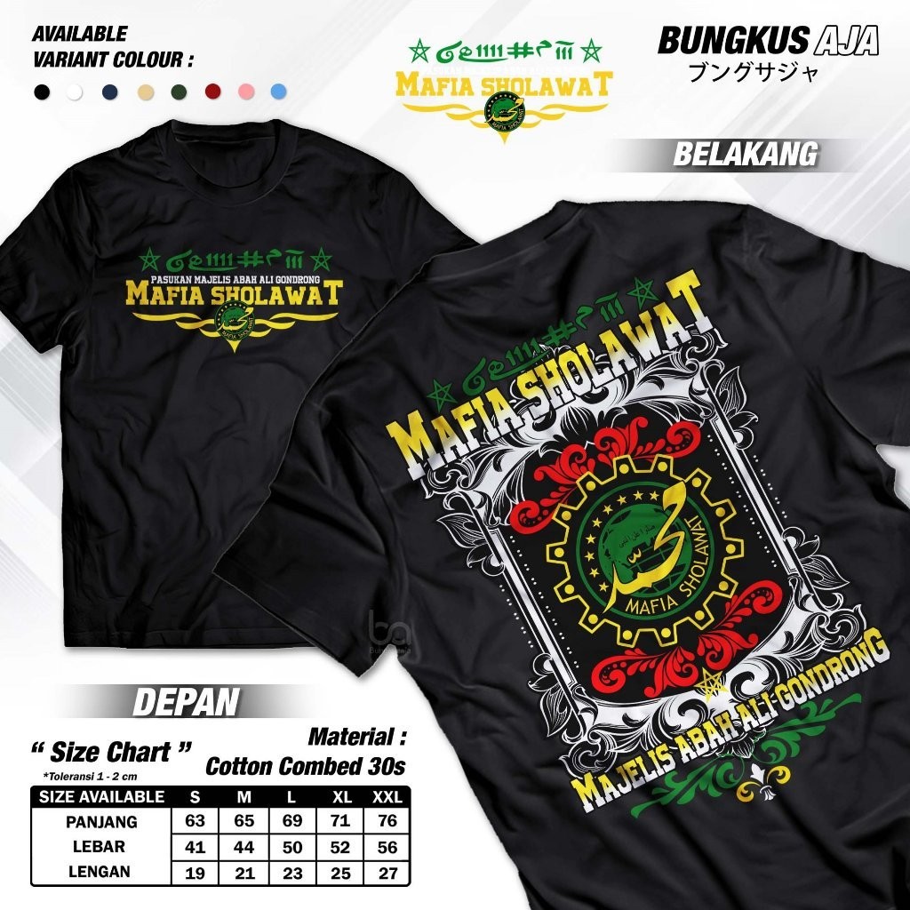 Kaos Mafia Sholawat Majelis Abah Ali Gondrong Tshirt Santri Muslim Nahdlatul Ulama Cotton Combed 30s