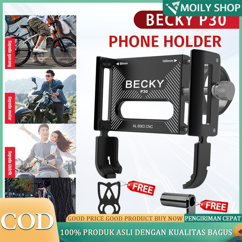 READY Hadiah Gratis P30 Original Holder HP Motor Full Besi Alumunium Alloy Breket Tempat Handphone