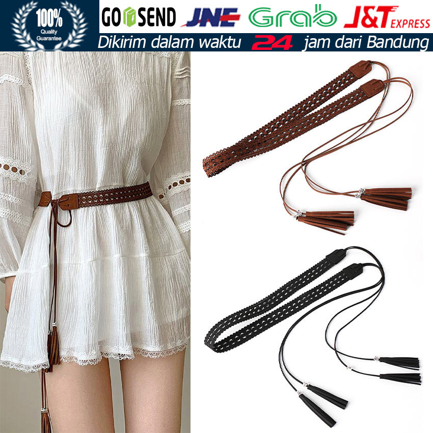 Belt Wanita Anyaman Transparan Fashion / Ikat Pinggang Berlubang Santai Sabuk Dekoratif / Tali Pingg