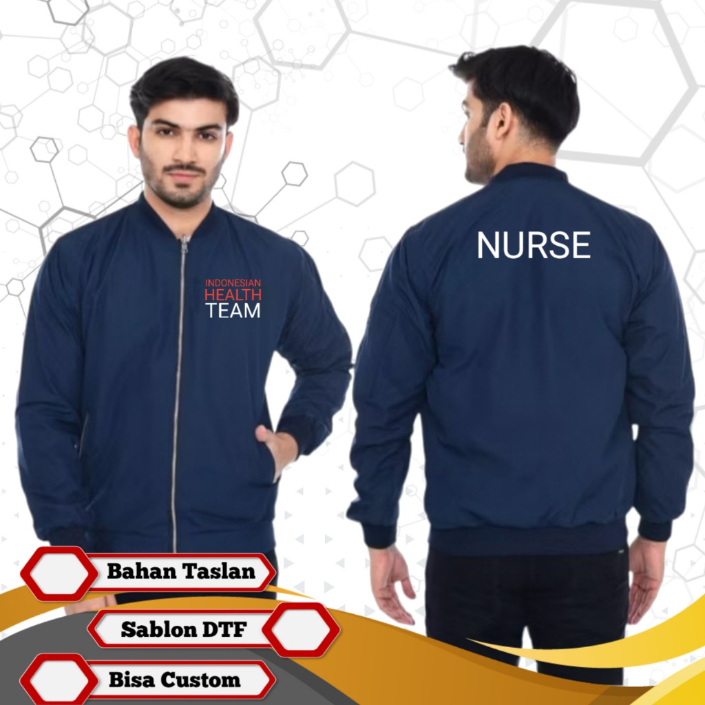 Jaket Nurse Indonesian Health Team Jaket Bomber Custom Sablon Bahan Premium