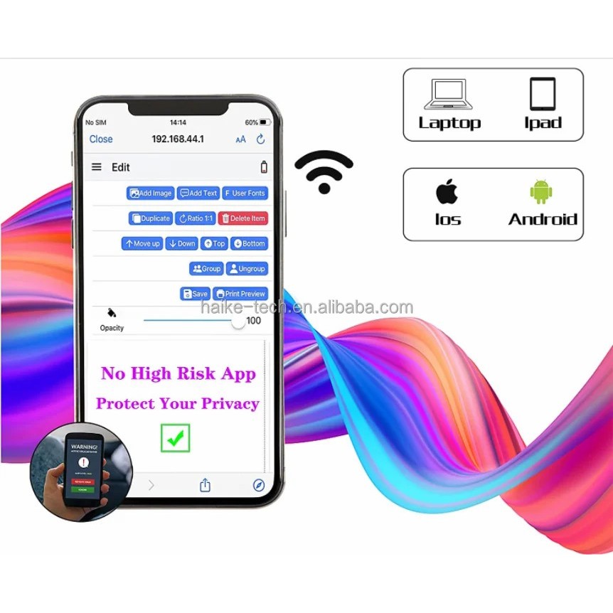 Kongten MBrush Label Printer Mobile Color Mini Handheld Printer Inkjet Wifi Usb Logo Wireless Portab
