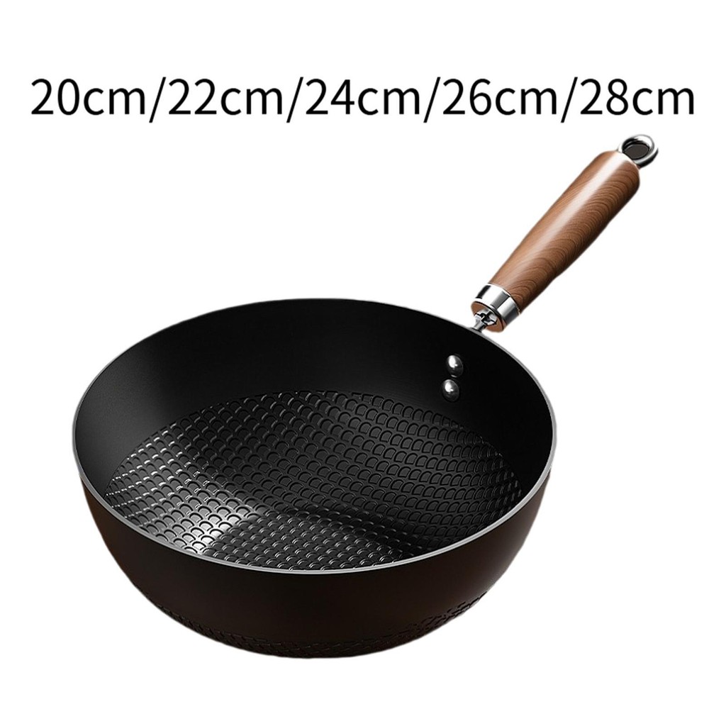 Iron Wok Pan Easy to Clean Stir Fry Pan for Cooking Boiling Stir Frying