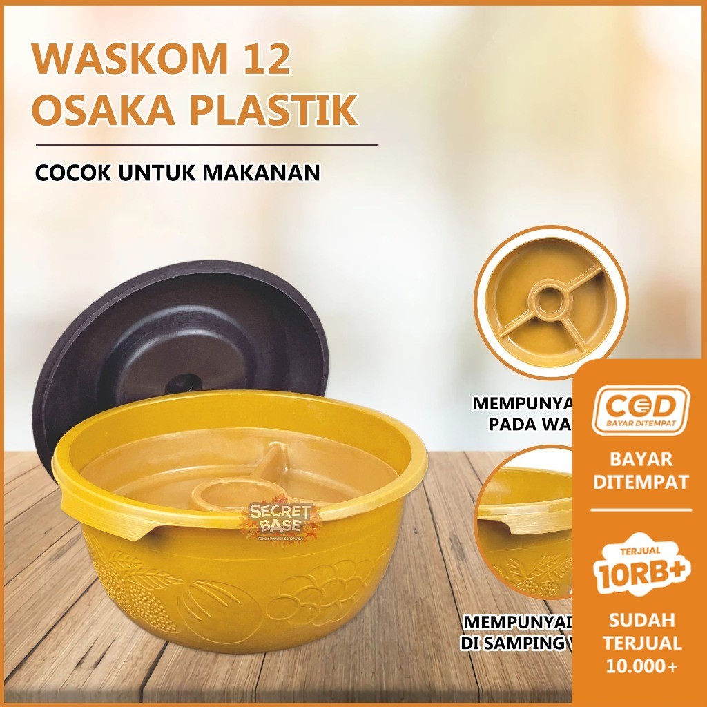 (ISI 12pcs) BASKOM SEKAT TUTUP - Baskom Hajatan / Waskom / Wakul / Bakul Nasi Plastik