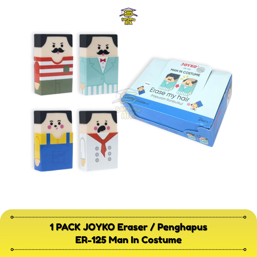 

(24 pcs) JOYKO Penghapus Pensil / Stip Karet / Eraser Pensil ER-125 Man In Costume