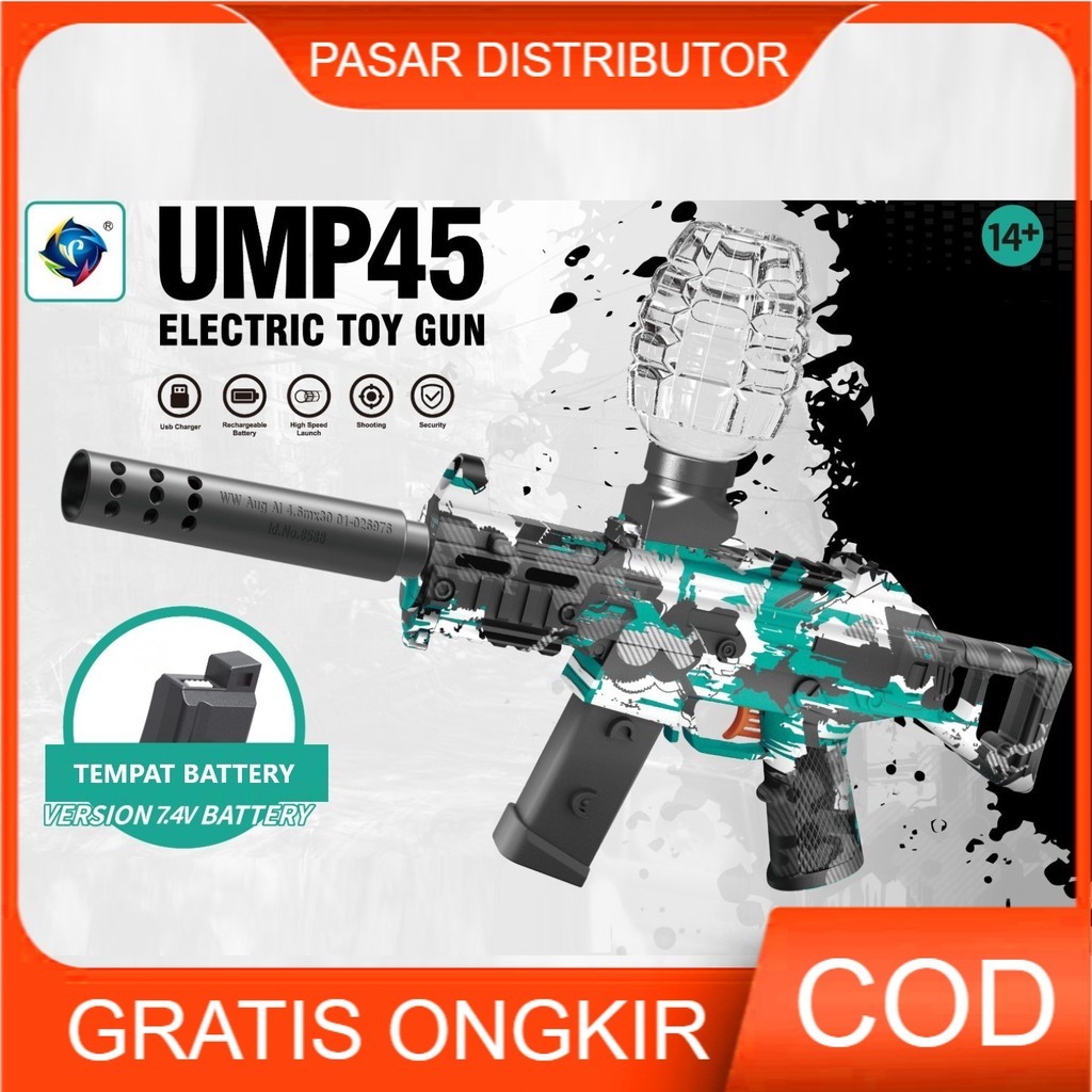 JUKISHOP Pasar Distributor  BTC-3040 UMP45 ELECTRIC TOY GN Mainan Tembakan Water Seru Bubble Keren O