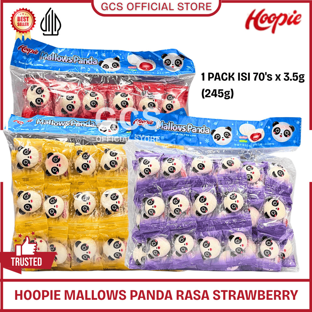 

Hoopie Marshmallow Panda Filling Selai Strawberry 1 Pack Isi 70 Sachet / HALAL