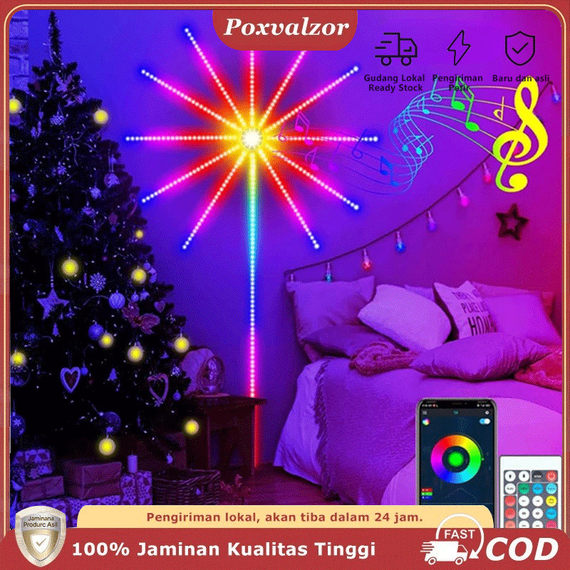 Poxvalzor 78/180LED Lampu Led Strip Model Kembang Api Lampu Led 5050 Strip Model Kembang Api Lampu