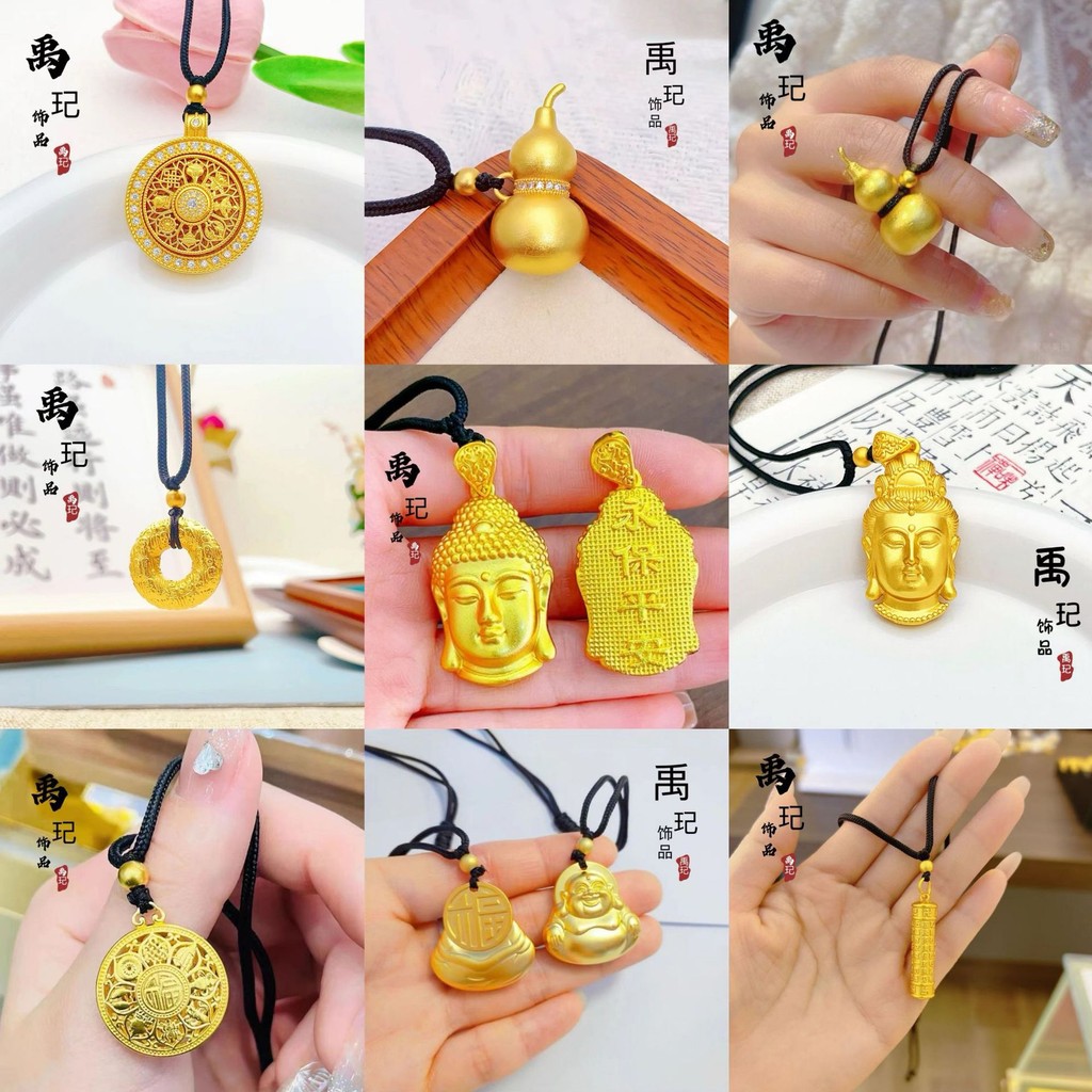 Vietnam pasir emas delapan harta kompas liontin labu kepala Buddha, wanita lama tidak pudar kalung t