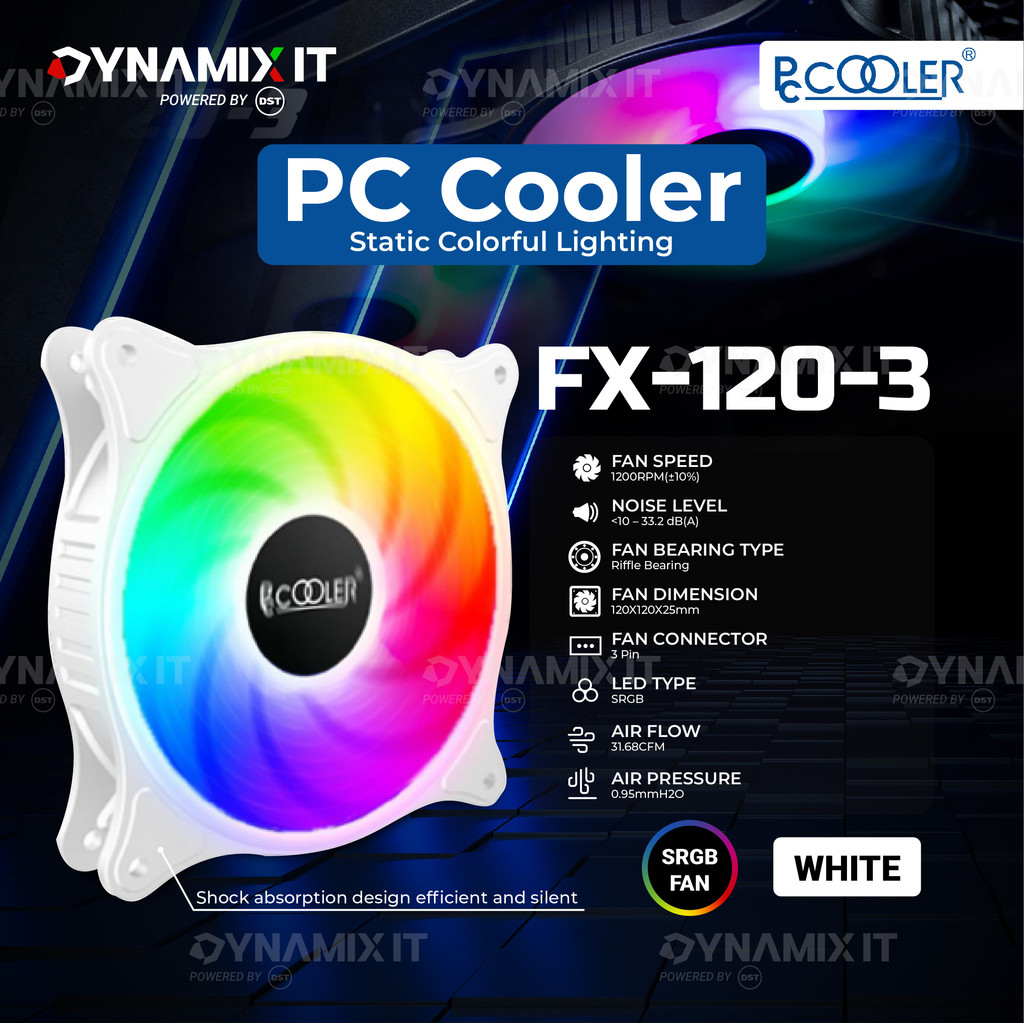 PCCooler Fan FX-120-3 SRGB 120mm Case Fan - White